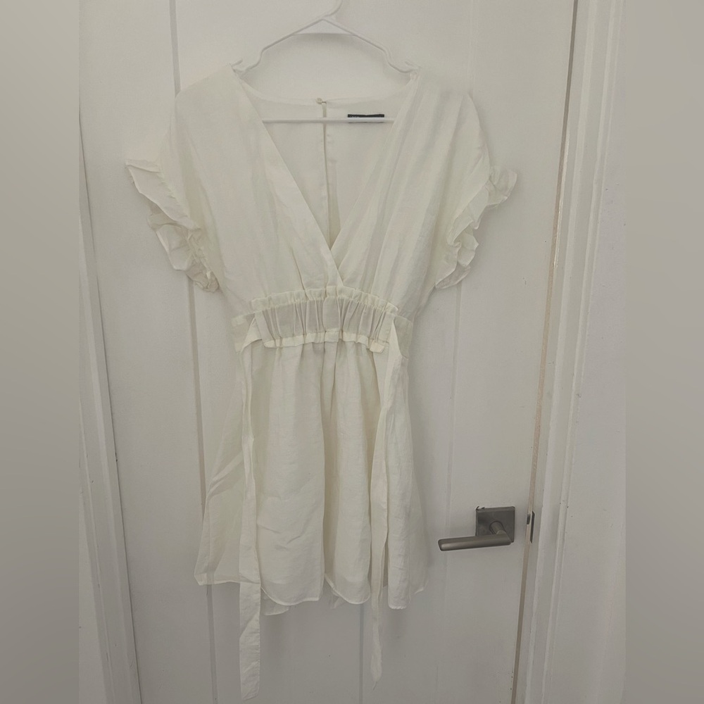White Zara Ruffle Dress